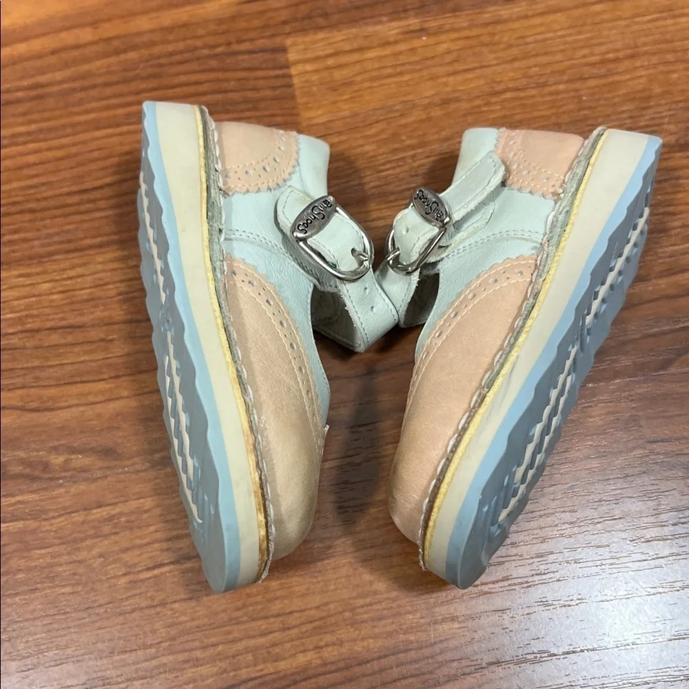 Petit Shoes Sz 4.5 Saddle Oxford w/Strap Made in Spain Leather Pink & Blue